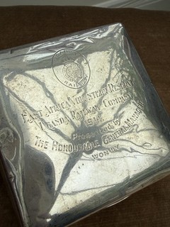Antique Silver Cigarette Box Uganda Railway Company 1914 Not Scrap