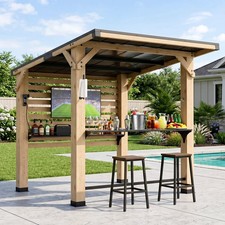 Wooden Bar Gazebo Outdoor, Wood Patio Pub Shed, Backyard Tiki Hut For Garden