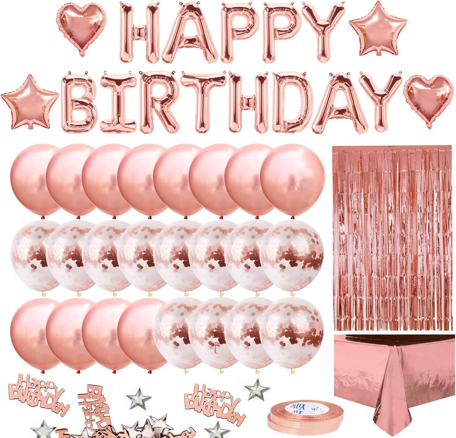 Ballon Rose Kit Guirlande Pastel Épais et Nappe Rose Or Scintillante