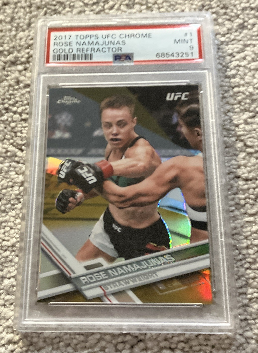 2017 Topps Chrome UFC MMA Rose Namajunas Gold Refractor /50 #1 PSA 9 Mint