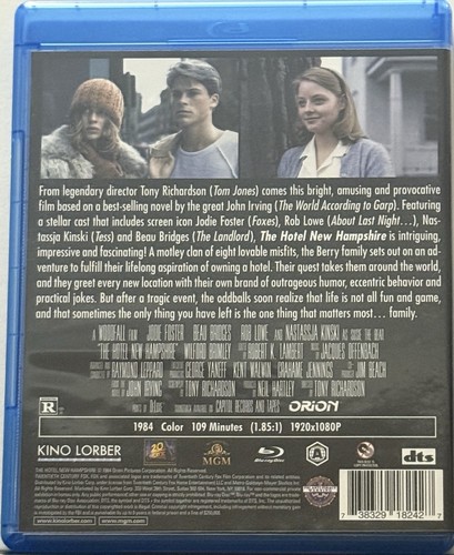 The Hotel New Hampshire (Blu-ray 1984) Kino Lorber Jodie Foster RARE OOP - Bild 2 von 3