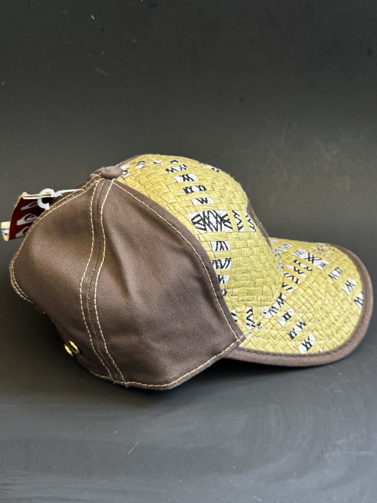 Y2K Quicksilver Straw Front Tracker Brown Hat One… - image 4