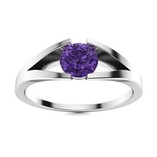 Sterling Silver Amethyst Gemstone Mother Solitaire Artisan Ring Jewelry