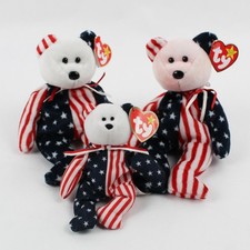 Lot Of 3 TY Beanie Babies Spangle 1999 Red/White/Blue Bear Plush With Tag