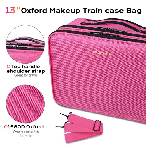 BYOOTIQUE 13" Makeup Train Case Cosmetic Organized Bag Travel Storage Backpack - Picture 2 of 11