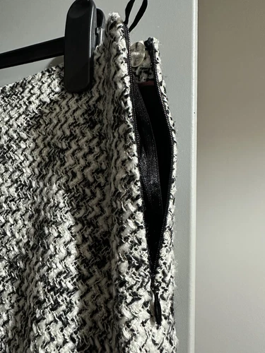 M&S Tweed Skirt Below Knee Midi Grey Acrylic Skirt Work Office Classic Wool 14 - Picture 5 of 12