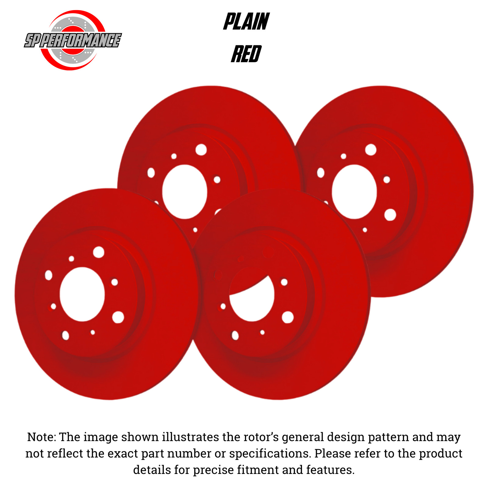 SP Performance KT-FRR-P-R-003160 Plain Red Zinc Brake Rotors 97-05 Acura NSX