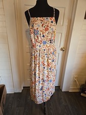Old Navy Dress Sundress Size XL Back Smocked Midi 48" Long From Shoulders