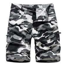 Men Cargo Shorts Camouflage Casual Cotton Straight Loose Outdoor Sports Classic