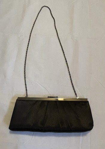 Jacqueline Ferrar Black Pleated Evening Formal Bag Purse 4” X 10” - Picture 8 of 11