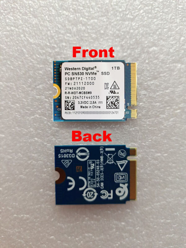 WD SN530 m.2 2230 SSD 1TB NVMe PCIe for Microsoft Surface Pro X