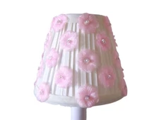 Ivory w/ Pink Beaded Flower Chandelier Shade, 5" Mini Lamp Sconce Shade / Girls