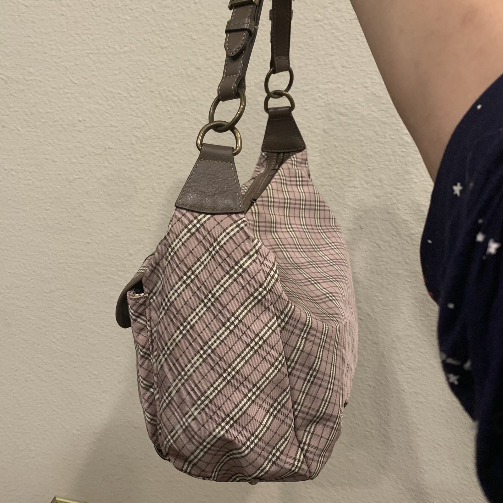 Burberry Blue Label Canvas Leather Shoulder Bag Gem