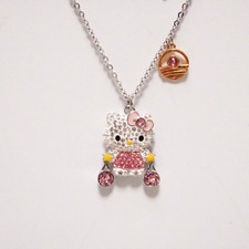 Swarovski Sanrio Hello Kitty Necklace Pendant Pink Crystal Glass no box 17.3"