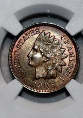 1906  Indian Head Cent  NGC MS-63 BN BEAUTIFUL NATURAL w/ Hints of Original Red.