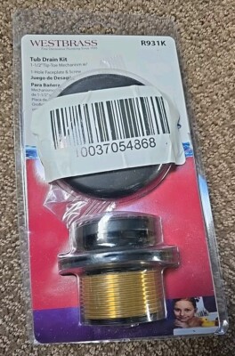 Westbrass Universal Tip-Toe Tub Drain Trim Kit Matte Black R931K-62 - NEW