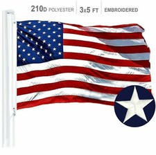 American Flag US USA  3'x5' ft  EMBROIDERED Stars, Sewn Stripes