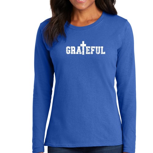 Womens Long Sleeve Graphic T-shirt - Grateful Print - Picture 34 of 36