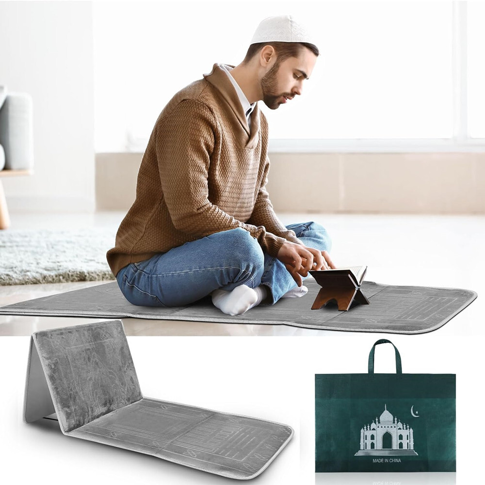 Foldable Prayer Mat And Backrest 2 In 1,I-2 Green - Foto 4