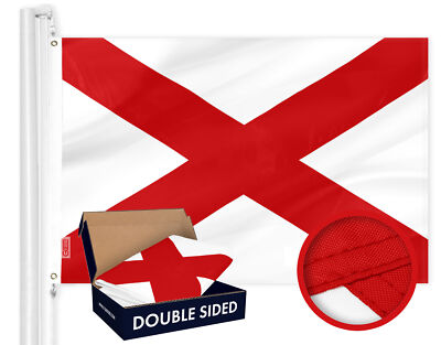G128 Alabama State Flag 3x5 Ft Double Sided Embroidered 210D Polyester, 3-ply