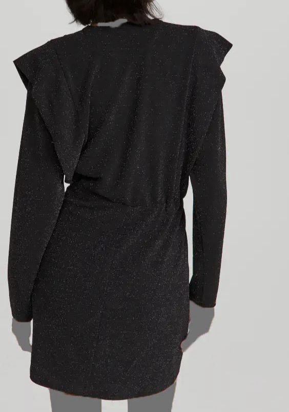 $395 IRO Womens Black Metallic Asymmetrical Crossover V-Neck