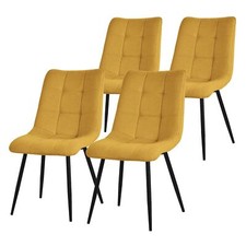 Set 4x poltrone imbottite da pranzo poliestere giallo senape poltroncine sedia