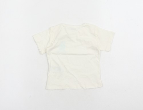 Marks and Spencer Boys Ivory 100% Cotton Basic T-Shirt Size 3-6 Months Round Nec - Picture 2 of 10