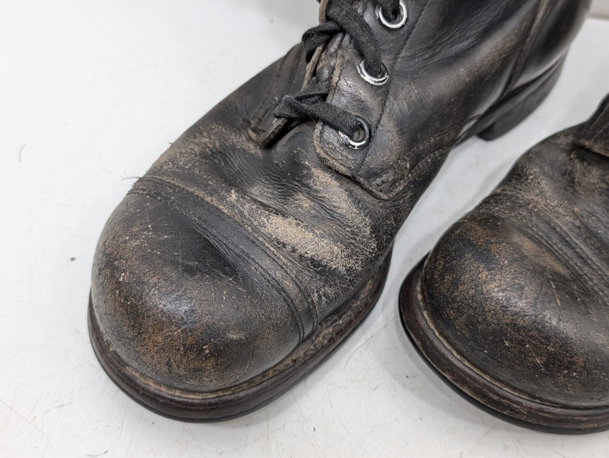 Vintage Combat Boots International Shoe Co Black Leather Mens 7.5