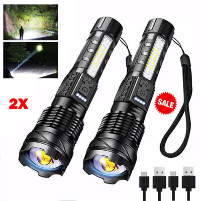 #ad 2× Brighter 9500000LM 7 Modes Zoomable Flashlight High Power Rechargeable Torch $14.98