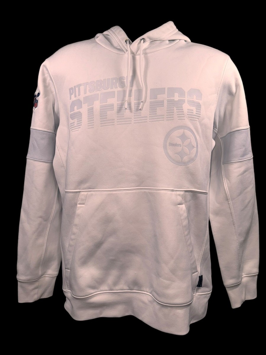 Nike NFL Pittsburgh Steelers Football 100th Patch Hooded Pullover White  Size M