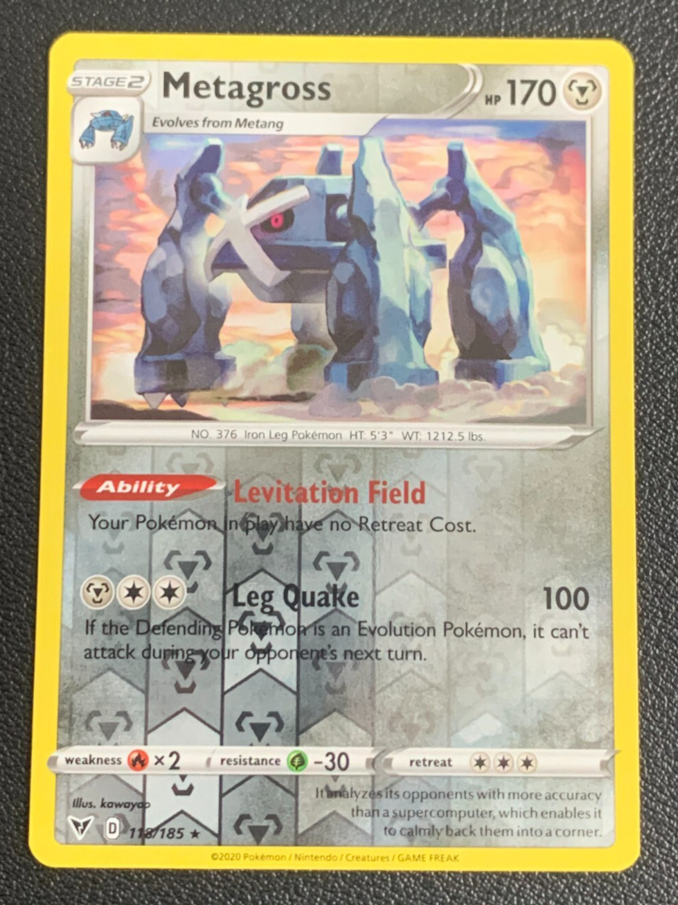 Metagross 118/185 Vivid Voltage Reverse Holo Rare Pokemon TCG Card NM