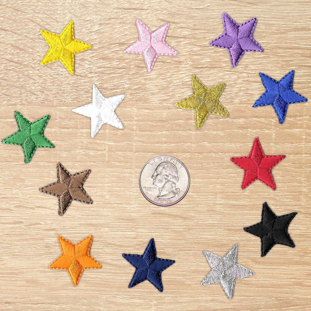 One Inch Iron on Star Patches, Embroidered Patch in 13 Colors, USA Seller -1024
