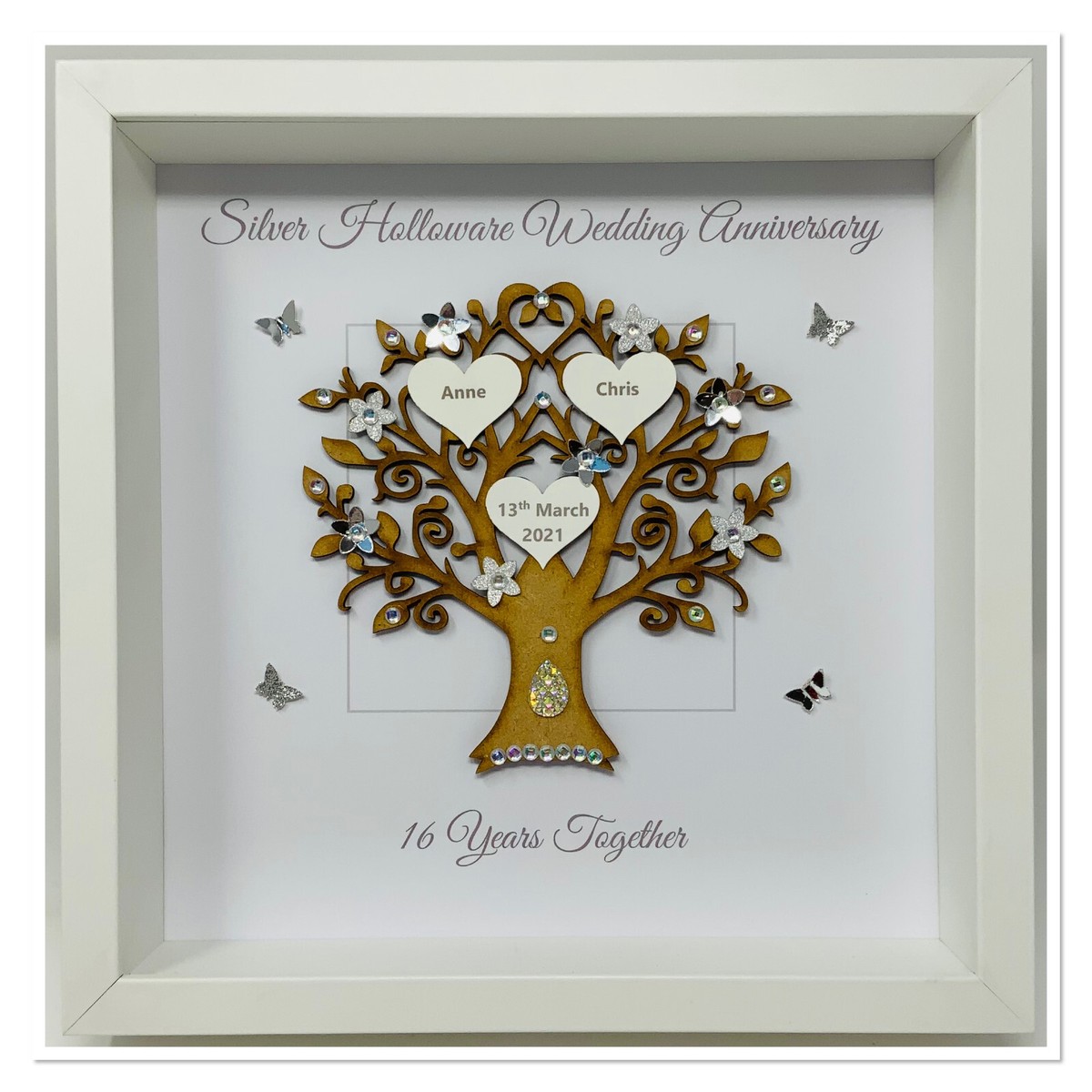 16th Silver Holloware Wedding Anniversary Family Tree Picture