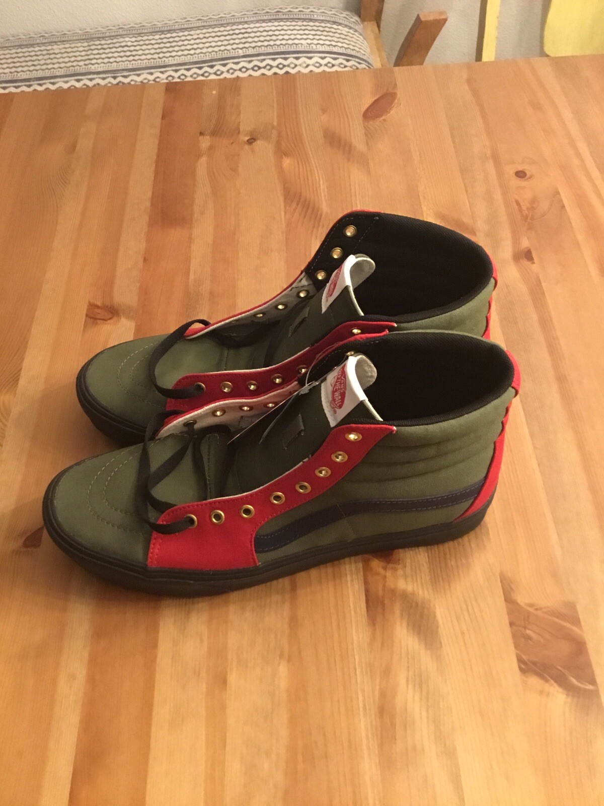 red vans with gold eyelets