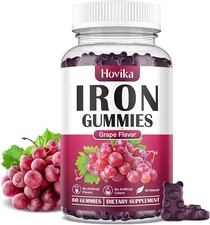 Iron Gummies Supplement for Women & Men, Iron Supplements for Anemia with Vitami
