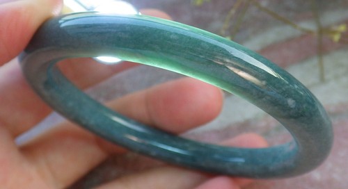 Video Certified Green Natural JADE JADEITE Circle Bangle Bracelet 58 mm 402231 - Picture 2 of 13