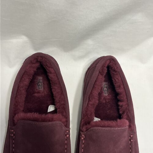 UGG Ascot Ciabatte Uomo in Pelliccia Scamosciata Rosso Marrone Taglia 15 Nuove senza etichette - Foto 3 di 10
