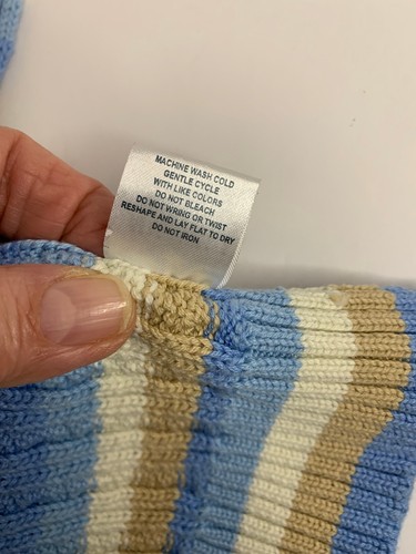 Aeropostale Knit Striped Scarf blue White beige Sweater Cable Knit Women ribbed - Picture 5 of 6