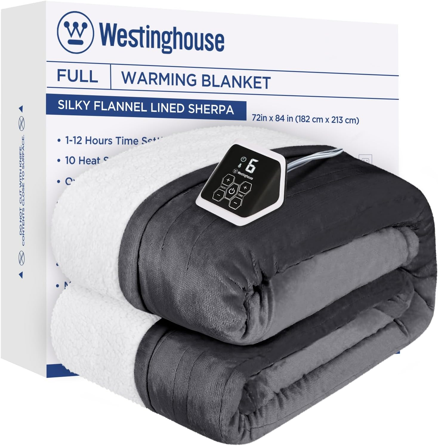 Heated Blanket Full Size, Soft Flannel to Sherpa Electric Blanket with 10 Heatin