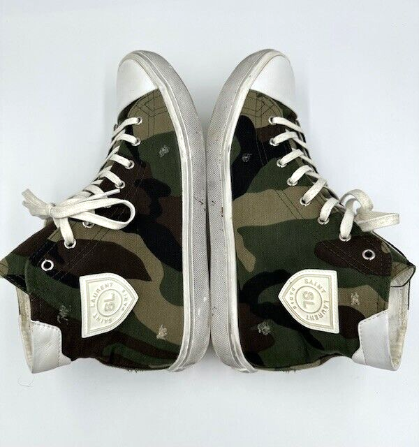 Sneakers alte mimetiche Saint Laurent effetto invecchiato taglia 10