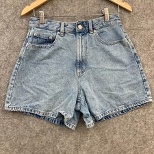 Glassons Shorts Womens 10 Denim Blue High Waist Pockets Cotton Zip Summer 46335