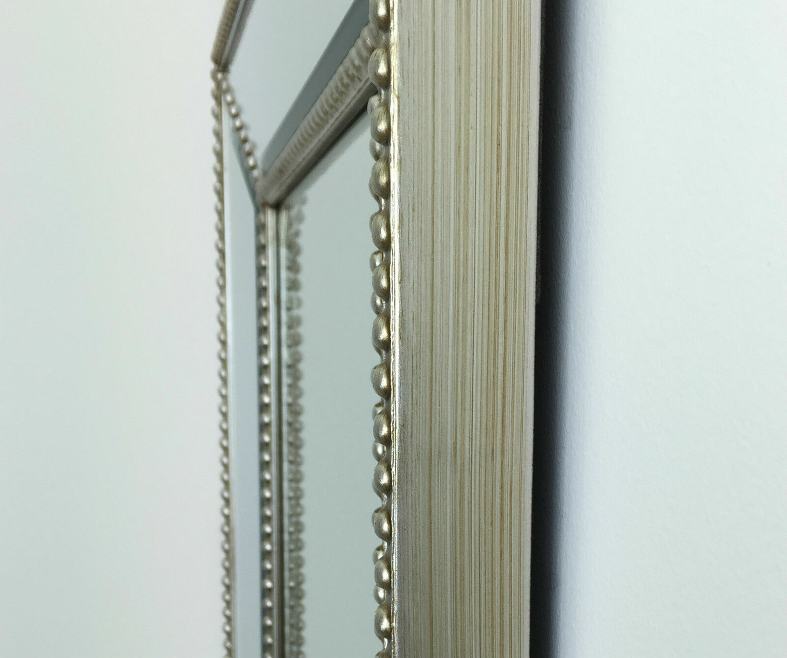 Hartland Lawson Antique Style Champagne Silver Beaded Glass Frame Wall