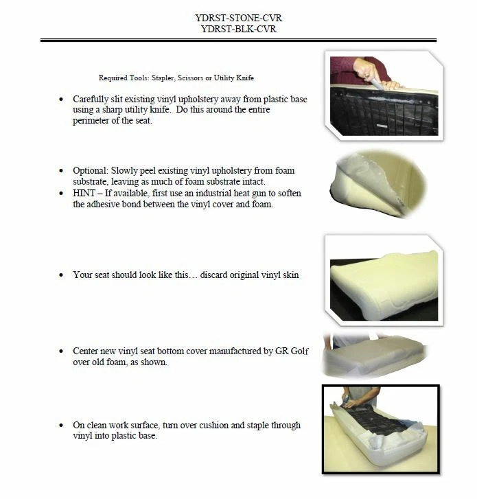 GENUINO OEM YAMAHA CARRITO DE GOLF BUGGY STOCK PIEDRA CUBIERTA DE ASIENTO INFERIOR - G29 Drive YDR Foto 4 de 4