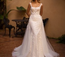 Elegant Mermaid Wedding Dresses Sequin Neck Applique Bridal Gown Detachable Tail