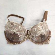 Parisa Bra Womens Brown Cream Lace Boning 36D...