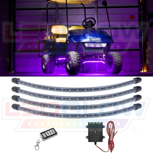 4pc LEDGLOW PURPLE LED GOLF CART KART UNDERGLOW LIGHTING KIT for EZ-GO CLUB CAR