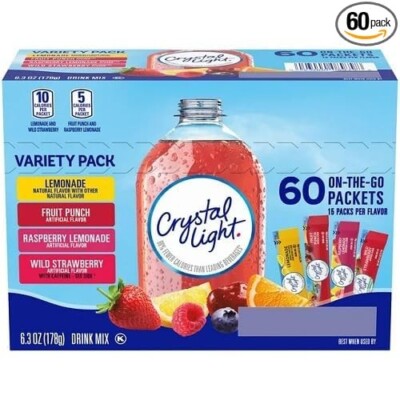 Crystal Light Powdered Drink Mix Variety Pack. Sugar Free (60 Ct.)