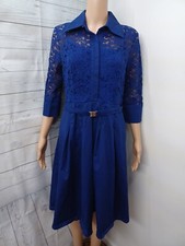 Miss May Maxi Dress Sz L Retro Gorgeous City Navy Blue Lace Elegant 