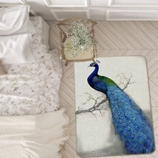 3D Blue Peacock 407 Non Slip Rug Mat Room Mat Elegant Photo Carpet Coco