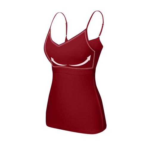 Women's Camisole with Built in Shelf Bra Adjustable Strap Vest Comfort Tank Tops - Picture 35 of 42
